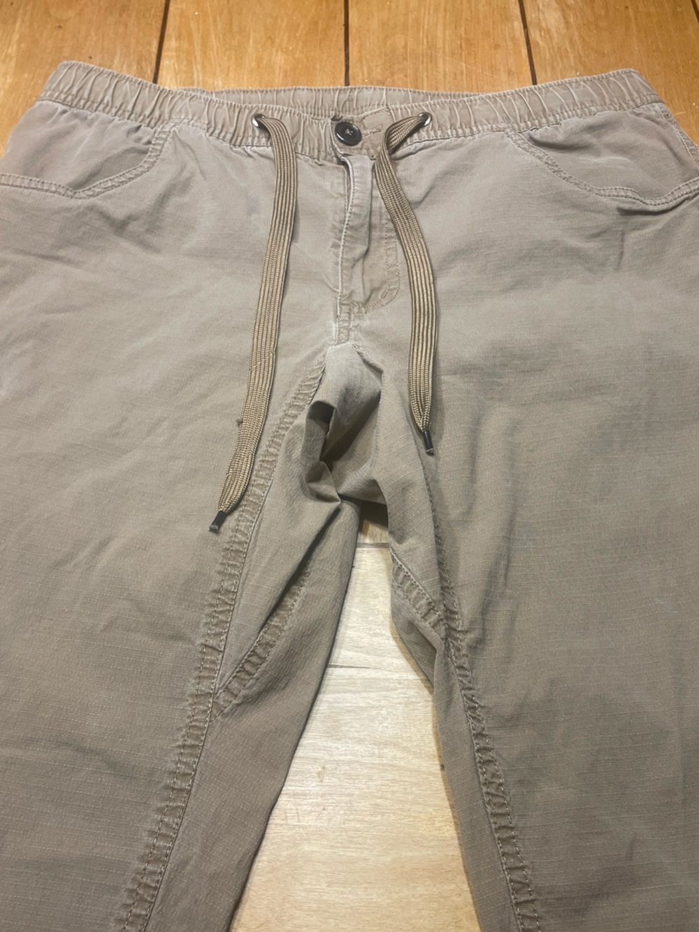 BYLT Men's Ripstop Cargo Pants Color Khaki Size Large Drawstring Hiking Gorpcore